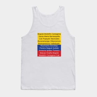 Colombian Flag with Cities Tank Top